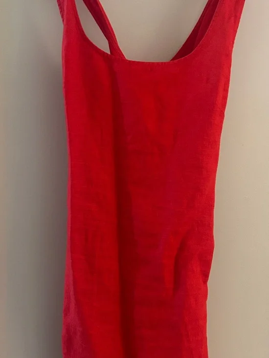 Madewell Bold Red Linen Scoop-Neck Dress *NWT* - Picture 1 of 5